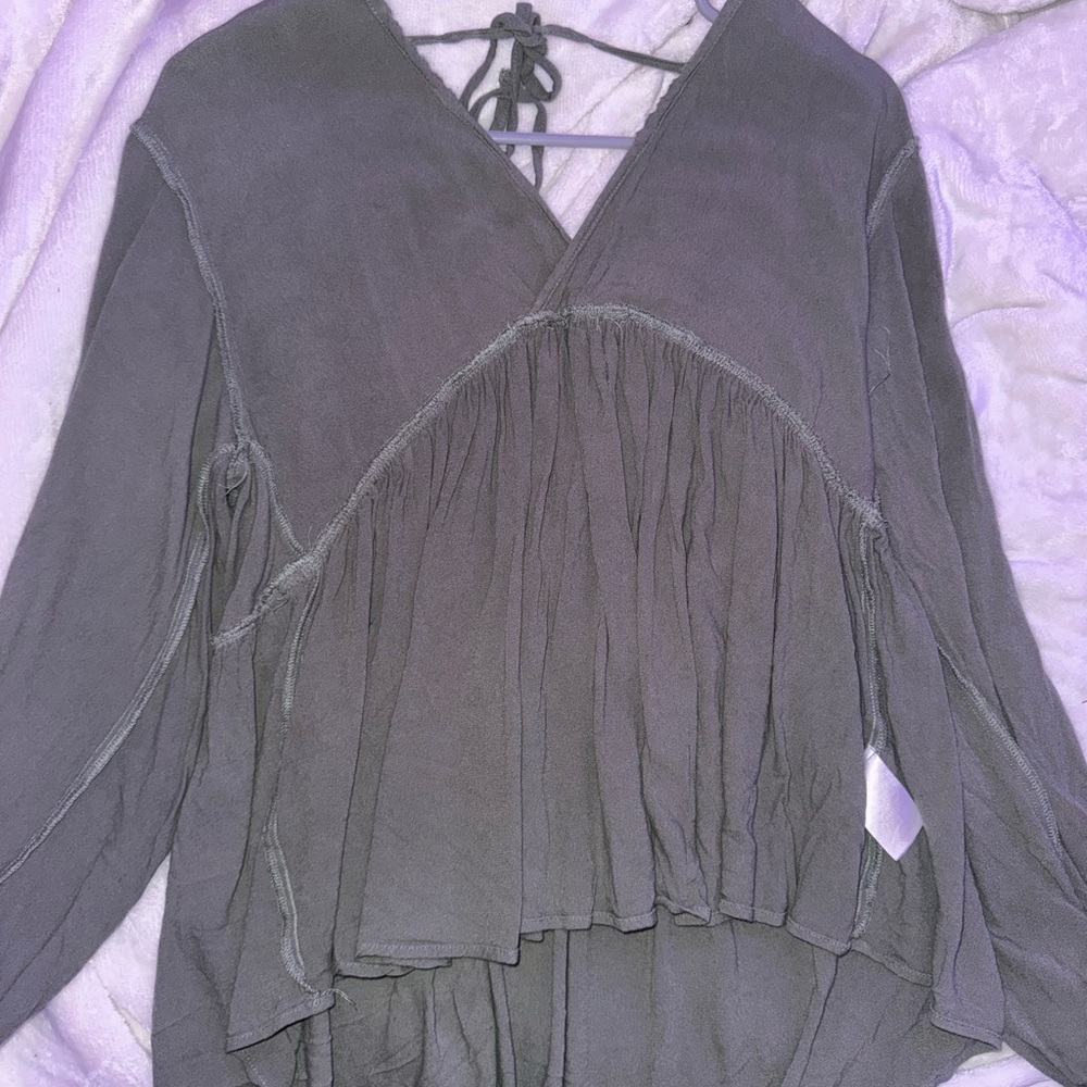 Umgee Green V-Neck Blouse